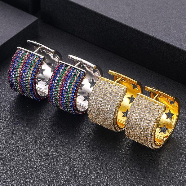 

huggie janekellytrendy geometricwer mix hoop earrings for women accessories full cubic zirconia earrings jewelry pendientes mujer moda, Golden;silver