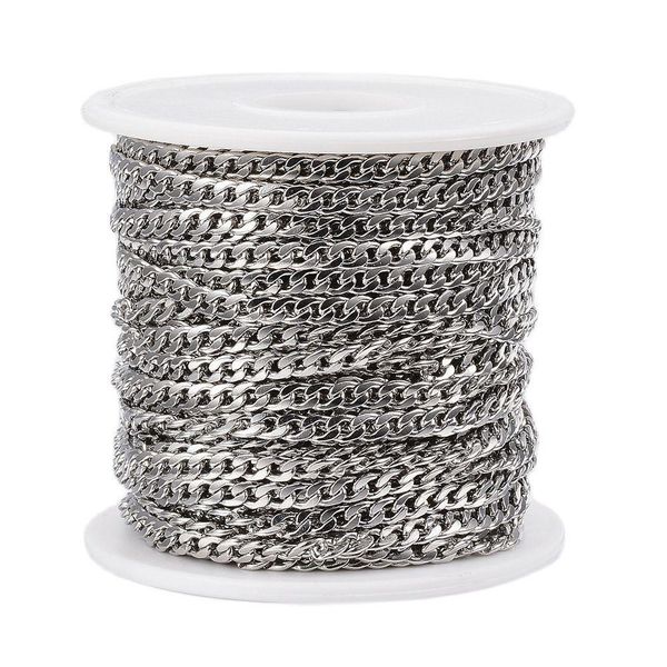 

polish 10m stainless steel cuban link chains chunky curb chains twisted chains necklace for diy jewelry chokers bracelet making, Blue
