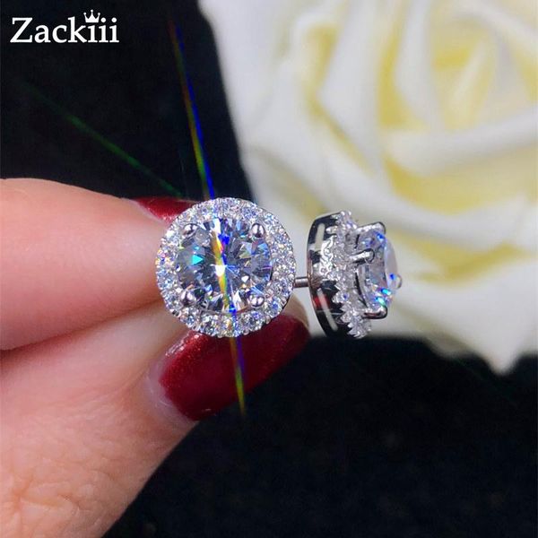 

stud 1 carat certified moissanite stud earrings for women platinum plating sterling silver diamonds ear studs wedding fine jewelry, Golden;silver