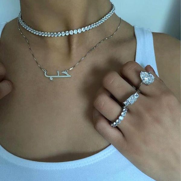 

necklaces 2022 new arrive 4mm iced out bling 5a cubic zirconia paved cz tennis chain necklace fashion hip hop choker jewelry for men women, Silver