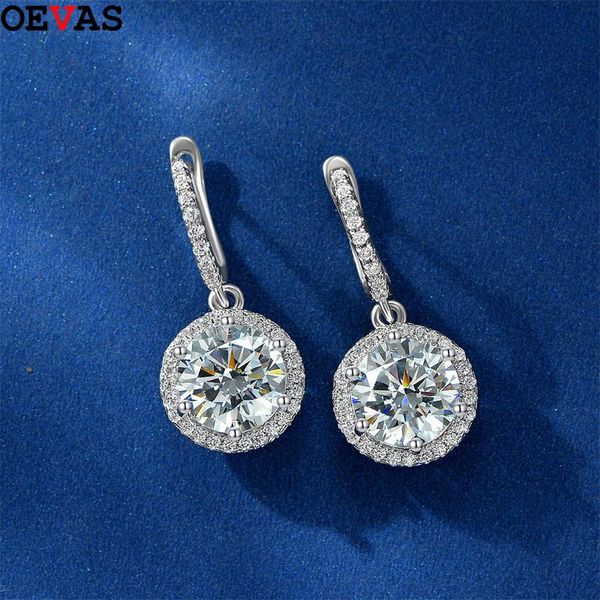 

knot oevas 100% 925 sterling silver 8mm round hearts and arrows high carbon diamond earrings for wemen wedding party fine jewelry