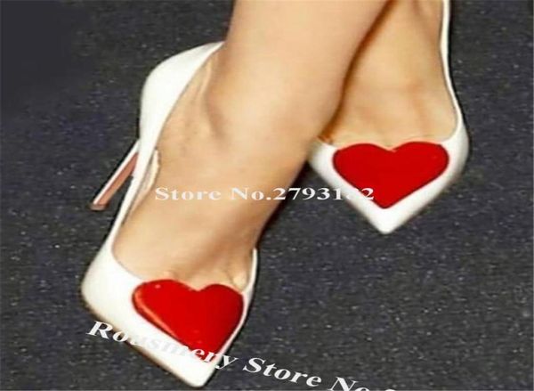 

dress shoes brand deisgn women pointed toe red heart stiletto heel pumps white black 8cm 10cm 12cm high heels formal4487154