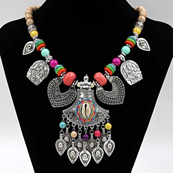 

necklaces vonnor statement necklaces for women boho jewelry alloy shell pendants necklace ethnic female girls gifts accessorie, Silver