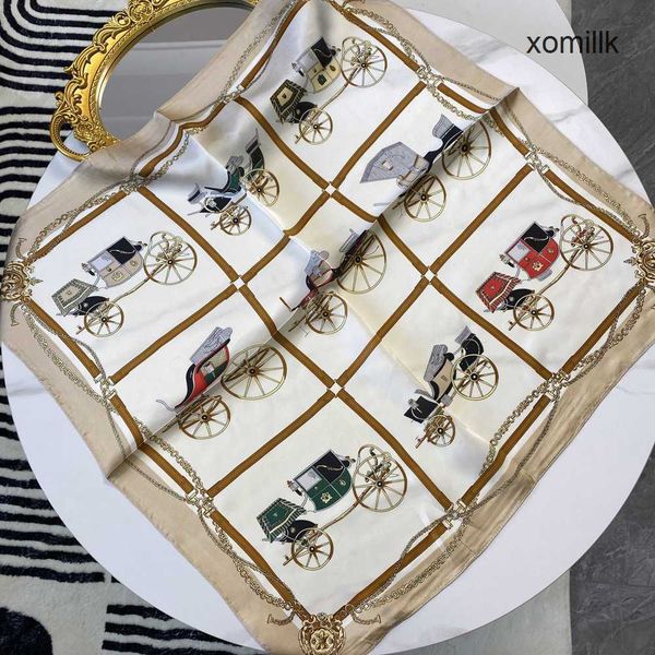 

hermm classic scarf fashion store accessory small scarf 70cm silk smooth square carriage printing thin shawl with hand gift 9gq8, Blue;gray