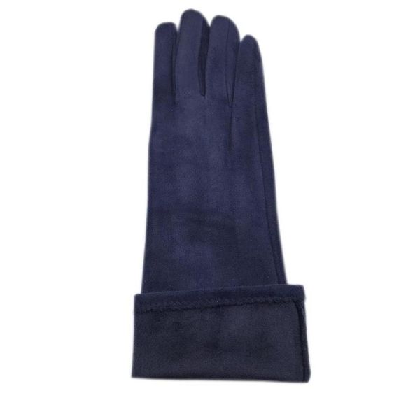 

winter ladies long suede fashion suede glove touch screen thick black gray beige dark blue brown light gray red composite suede 203474952, Blue;gray