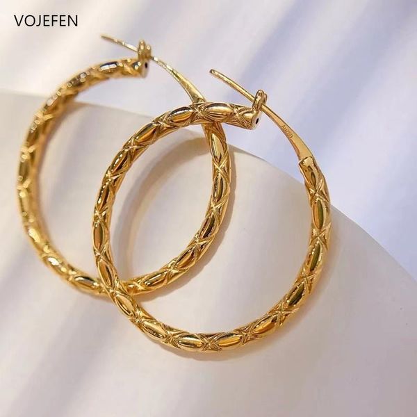 

huggie vojefen genuine 18k gold hoop earrings woman rounds style luxury goods fashion jewelry snake pattern golden earings trend charms, Golden;silver