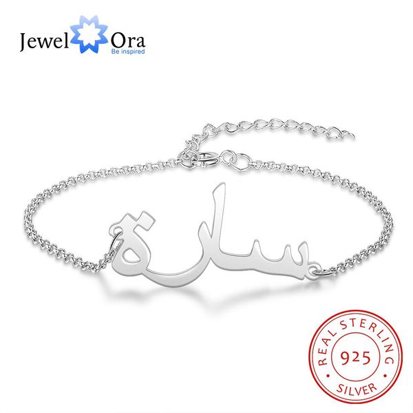 

bangle jewelora 925 sterling silver customized arabic name bracelets custom name chain bracelets personalized gift for women, Black