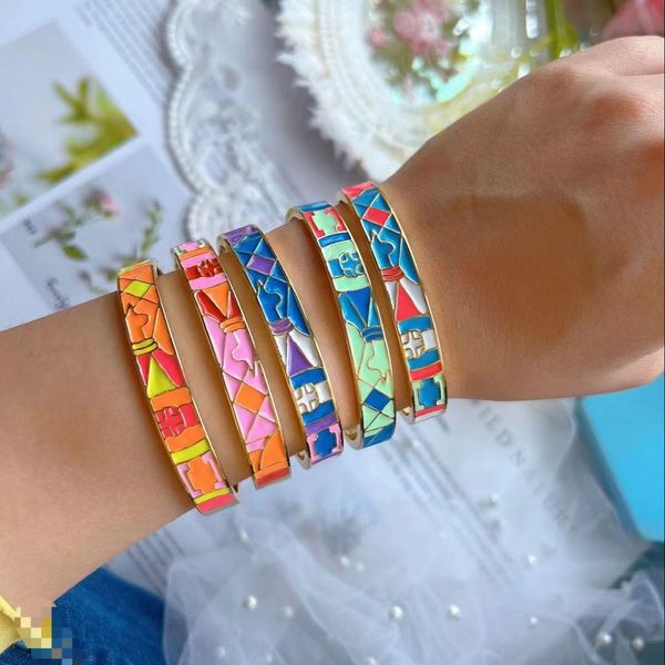 

bangle 3pcs vintage colorful enamel thick bangle for women statement goldcolor cuff bangles fashion jewelry, Black