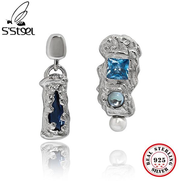 

knot s'steel asymmetric drop earrings zircon minimalist irregular texture 925 sterling silver for women designer gothic fine jewelry