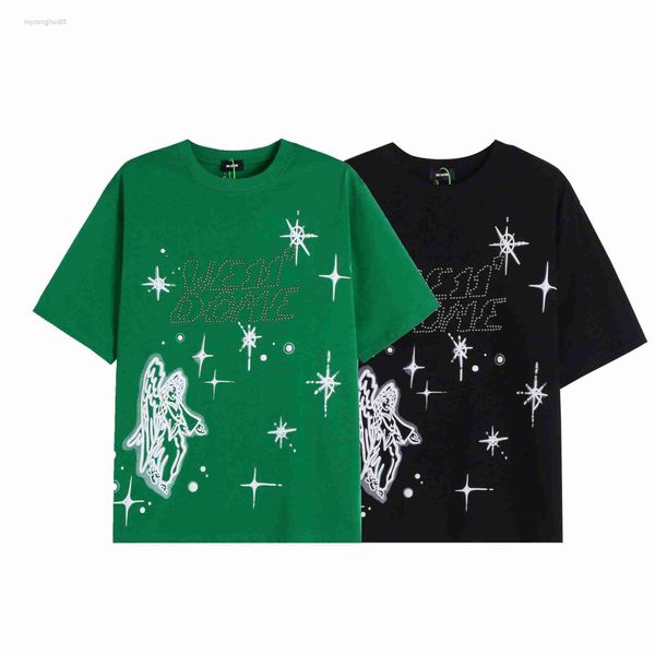 

spring/summer new welldone shirt diamond letter neck short sleeve zmhi, White;black