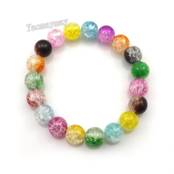 

bangle 24pcs/lot multicolor 10mm gradient crack acrylic beaded bracelets for women, Black