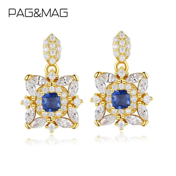 

knot pag mag vinatge flower blue gemstone drop earrings for women real 925 sterling silver earrings fine jewelry dating party gift