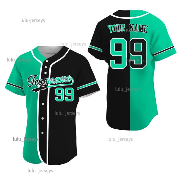 

new split color baseball green-black customized jersey plus size shirts for big guys plus size, Blue;black