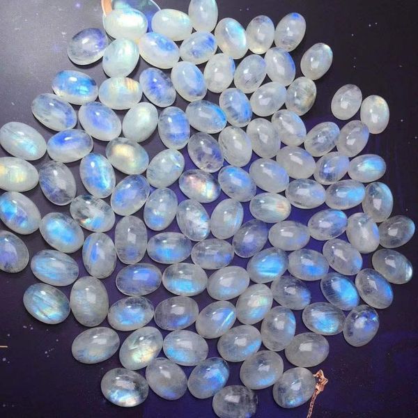 

crystal 2pcs/lot rainbow moonstone cabochon gemstone jewelry ring pendant fashion jewelry 10*14mm oval