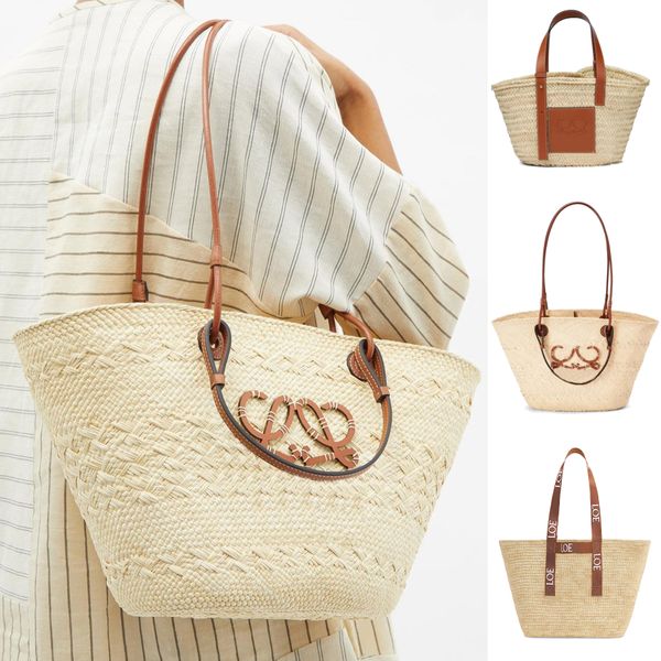 

designer shoulder bucket raffias basket straw anagram bag mens tote handbag fold shopper bag summer weave travel cross body toiletry