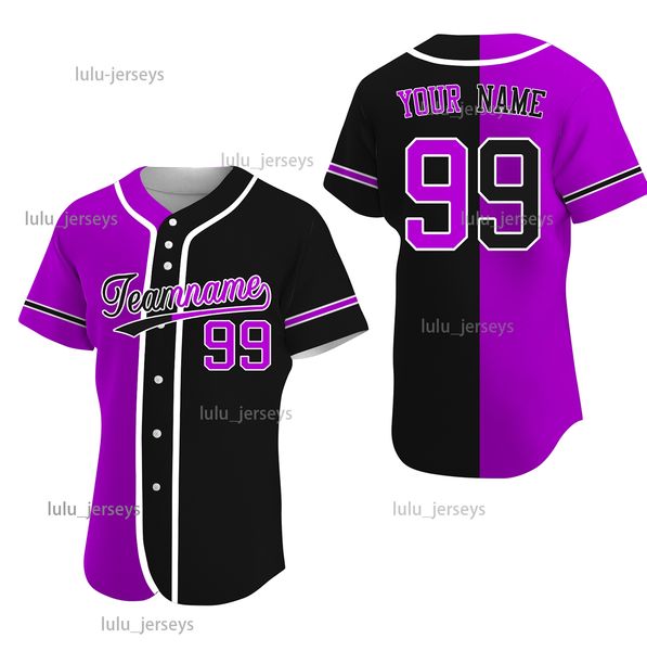 

custom baseball jerseys new split color jersey printed split color fashion jersey baseball shirts, Blue;black