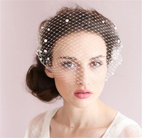 

bridal veils va05 russian veiling birdcage veil blusher hand applied pearl beads adorned bandeau tulle cage veilbridal6383279, Black
