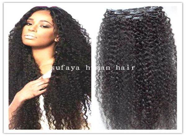 

brazilian virgin curly hair weft clip in kinky curl weaves unprocessed natural black color human extensions can be dyed 1piece6228190