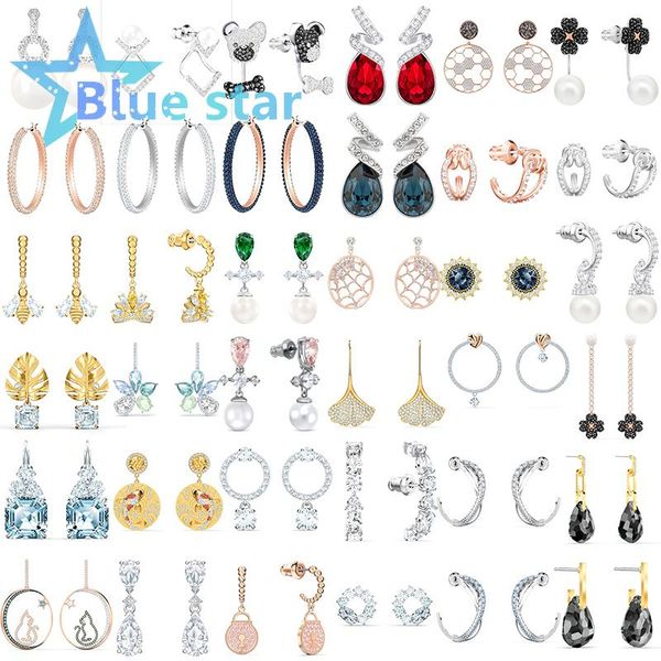 

stud swa christmas gifts for new year 2022 trends women's jewelry store austrian crystal jewelry gemstone crystal earrings, Golden;silver