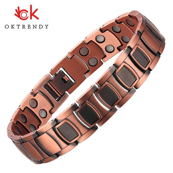 

bangle magnetic therapy bracelet health energy pure copper therapy bangle for arthritis energy stones luxury men bracelet metal jewelry, Black