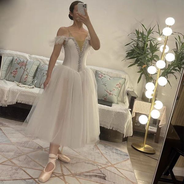 

dancewear long children ballet tutu dress party practice skirts clothes fashion dance costumes 230520, Blue