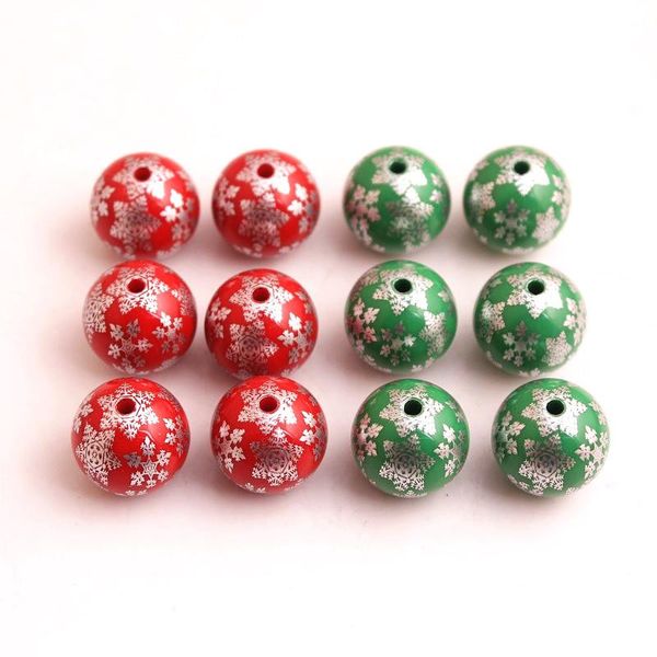 

crystal oykza christmas 20mm 100pcs acrylic solid print snowflake beads for girls necklace jewelry