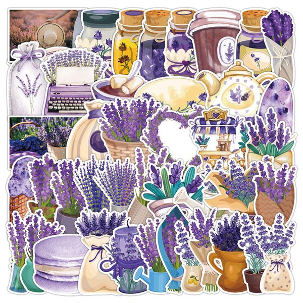 

50pcs lavender sticker romantic plants flower graffiti kids toy skateboard car motorcycle bicycle sticker decals wholesale
