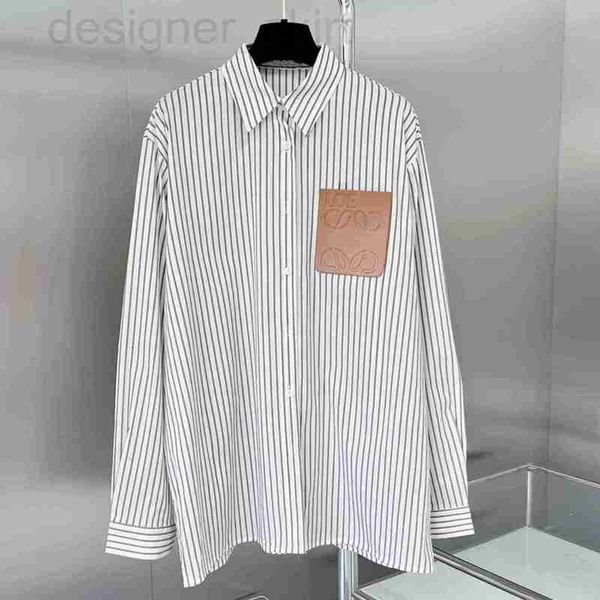 

women's blouses & shirts designer edition luxury fashion classic striped shirt for men and women couples loose fitting casual versatile, White