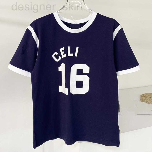 

women's t-shirt designer 2023 summer new edition loose simple casual 16 letter contrast wrapped round neck short sleeve 8nat, White