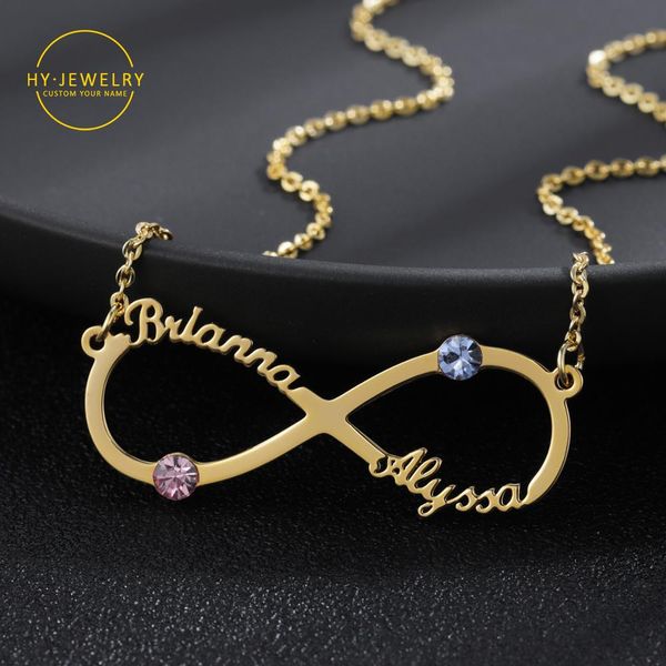 

necklaces customized infinite loop name necklace birthstone name necklace stainless steel nameplated necklaces personalized jewelry gift, Silver