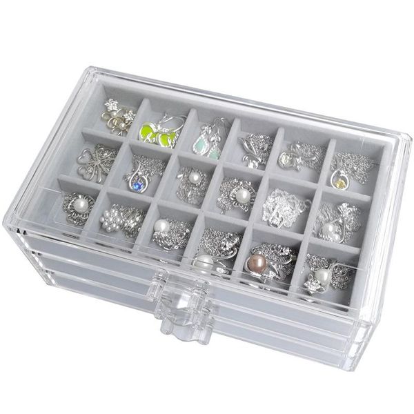 

boxes new acrylic jewelry storage box tray with drawer ring earring box bracelet necklace pendants tray holder jewelry organizer, Black;white