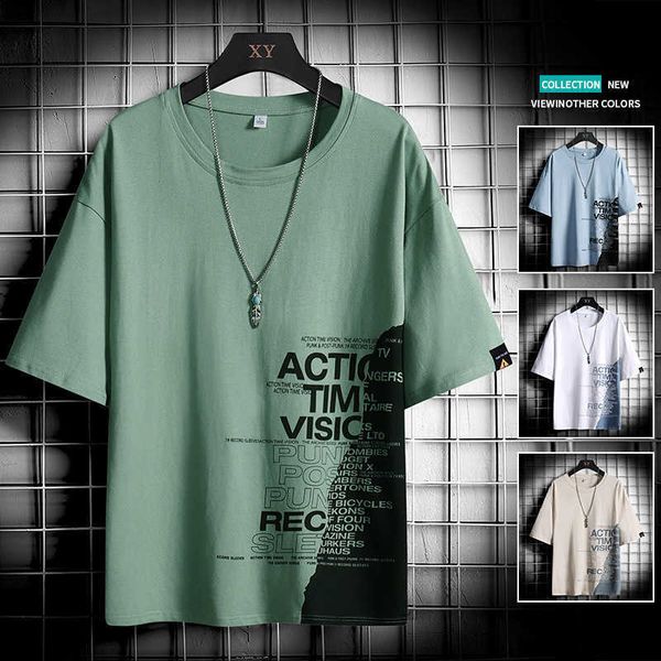 

men's short sleeve t-shirt summer new loose large drop shoulder men's t-shirt, White;black