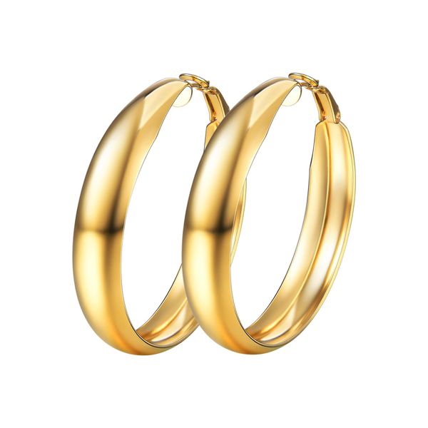 

huggie collare big hoop earrings for women gift 316l stainless steel hoops gold/black color big earrings fashion jewelry e201, Golden;silver