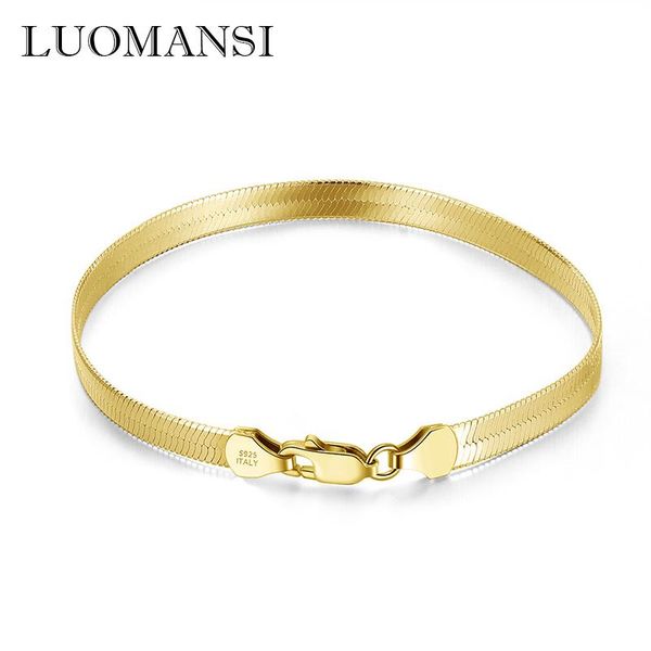 

bangle luomansi fashion s925 sterling silver snake bone bracelet high jewelry anniversary party birthday gift, Black