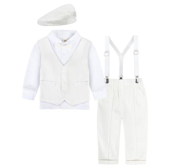 

baby suit infant formal outfit newborn gentleman long sleeve overalls toddler birthday wedding party gift costume 4pcs6953393, Black