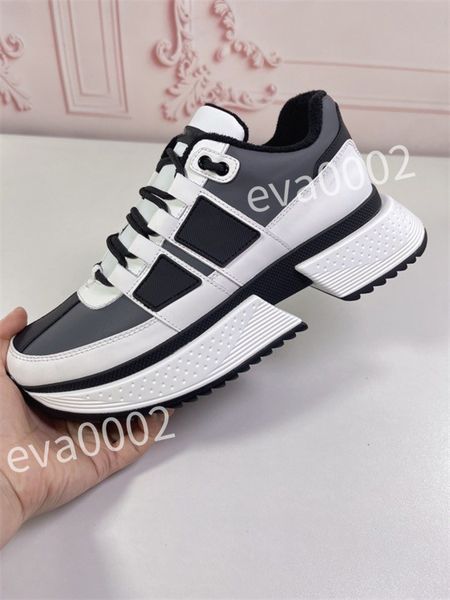 

new luxury designer men causal shoes fashion woman leather lace up platform sole sneakers white black mens womens