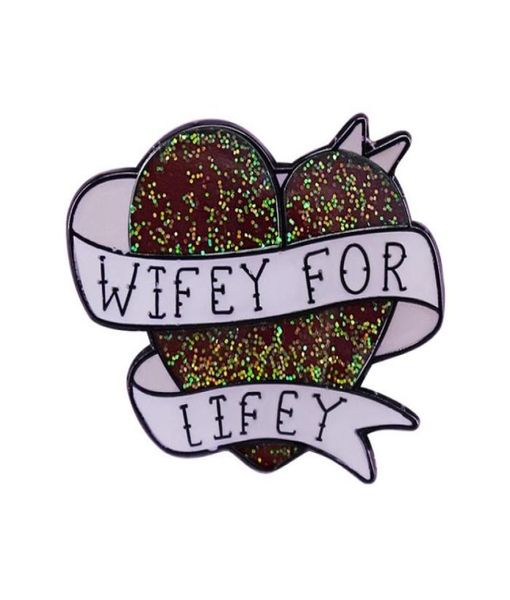 

other fashion accessories wifey for lifey wife love heart glitter enamel brooch pin backpack bag lapel pins badges brooches8913670, Silver