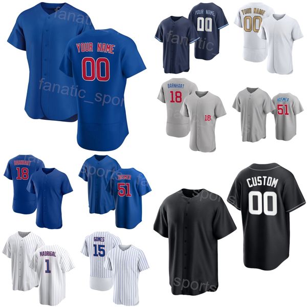 

custom baseball 1 nick madrigal jersey 27 seiya suzuki 18 tucker barnhart 20 miles mastrobuoni 51 eric hosmer 15 yan gomes jonathan villar c, Blue;black