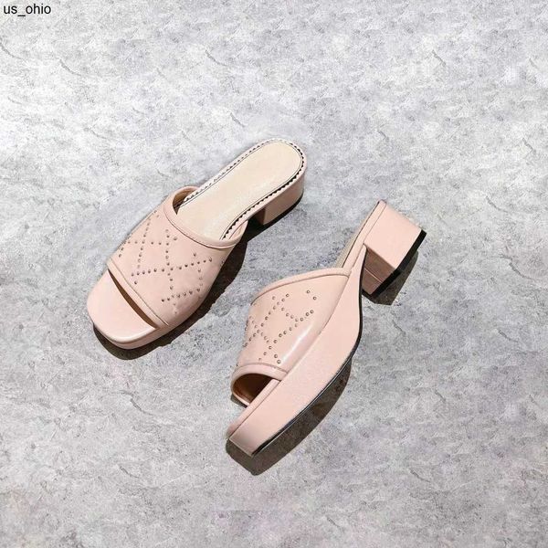 

slippers women's slippers heel height breathable square head sandals full set bag box 3541 j230520, Black
