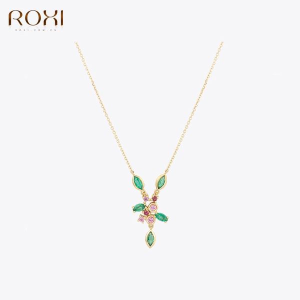 

necklaces roxi elegant shiny green crystal pendant neckalce for women 925 sterling silver clavicle chain choker party wedding fine jewelry