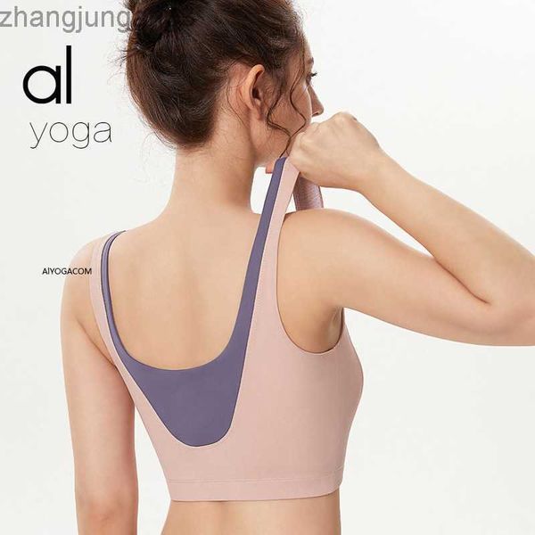 

desginer alo yoga back sports bra women's shock running high intensity bra sports tank top, White