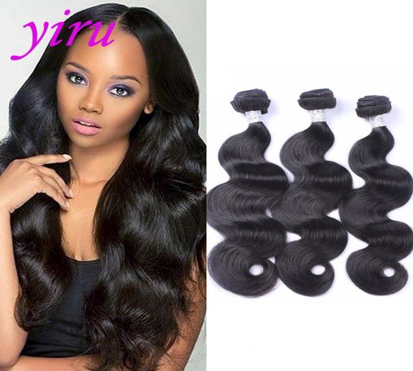 

brazilian whole natural color human hair 830inch body wave hair extensions weaves body wave 3 bundles hair products4907790, Black