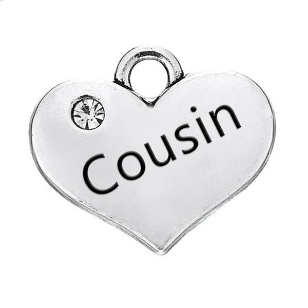 

other 50pcs/lot antique silver crystal heart charms 17.1*14.9mm 2sided family heart charms for jewelry making