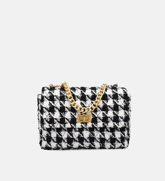 

evening bags houndstooth chain flap shoulder for women plaid korean ladies crossbody bag winter female purses and handbags small9084872