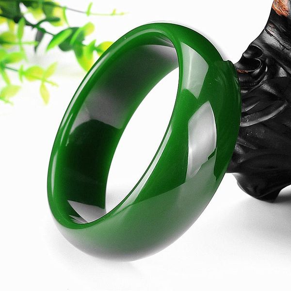 

bangle genuine natural green jade wide bracelet bangle chinese fashion jewelry hand carved charm amulet accessories gifts for women men, Black