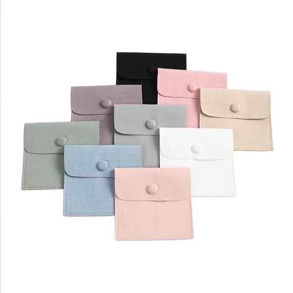 

boxes 20pcs microfiber snap button bags fashion earring ring necklace packaging small wedding gift pouches jewelry organizer storage, Black;white