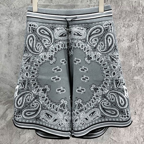 

men's shorts gray vintage paisley print men shorts cashmere knitted shorts embroidered men sweatpant social club outfits 230519, White;black