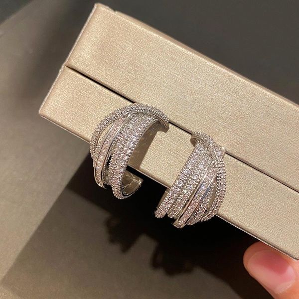 

knot line semi circle c shape 925 silver needle earrings small jewelry for women cubic zircon grunge japanese gift