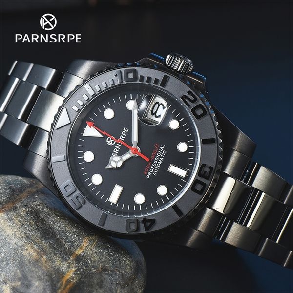 

wristwatches parnsrpe automatic watch men s nh35a mechanical sapphire super c3luminous dial diving 50m 230519, Slivery;brown