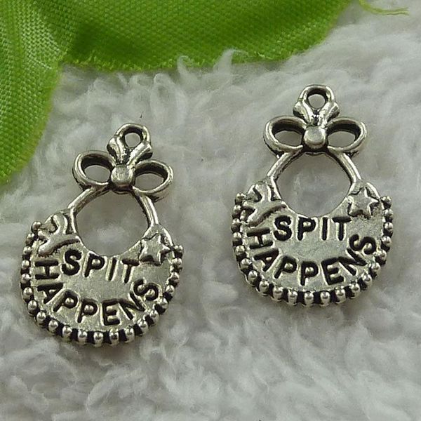 

other 160 pieces antique silver baby bib charms 24x15mm #3690